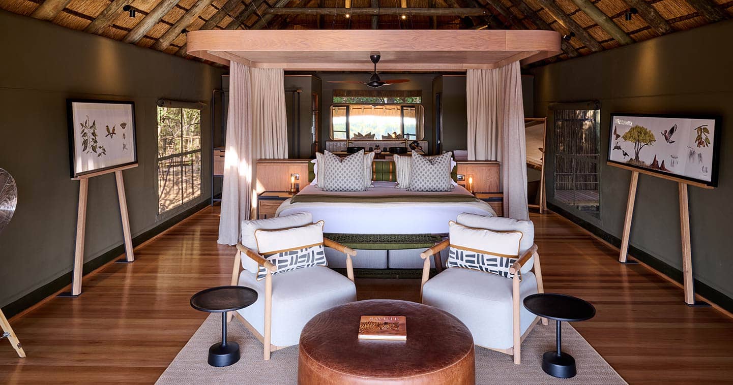 Luxury bedroom in Chobe at Savute Safari Lodge